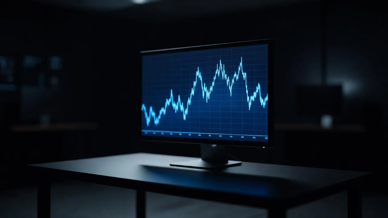 Monitor ekranında əmsal qrafiki eniş və yüksəlişlə