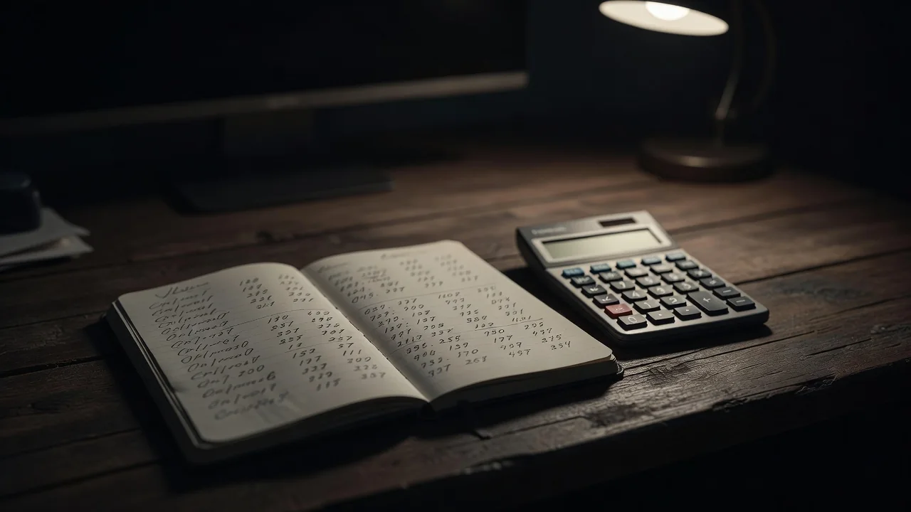 Qaralama dəftərində statistik qeydlər və kalkulyator