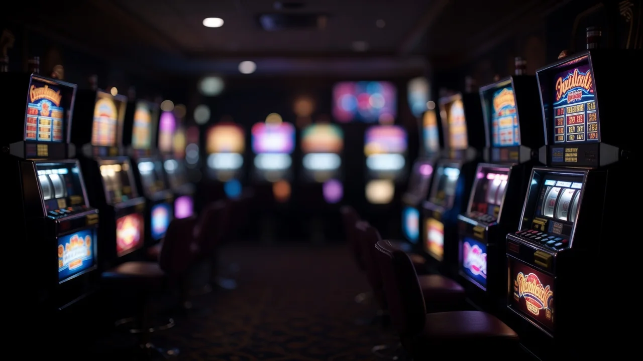 Slot maşını çarxlarının parlaq işıqları qaranlıqda